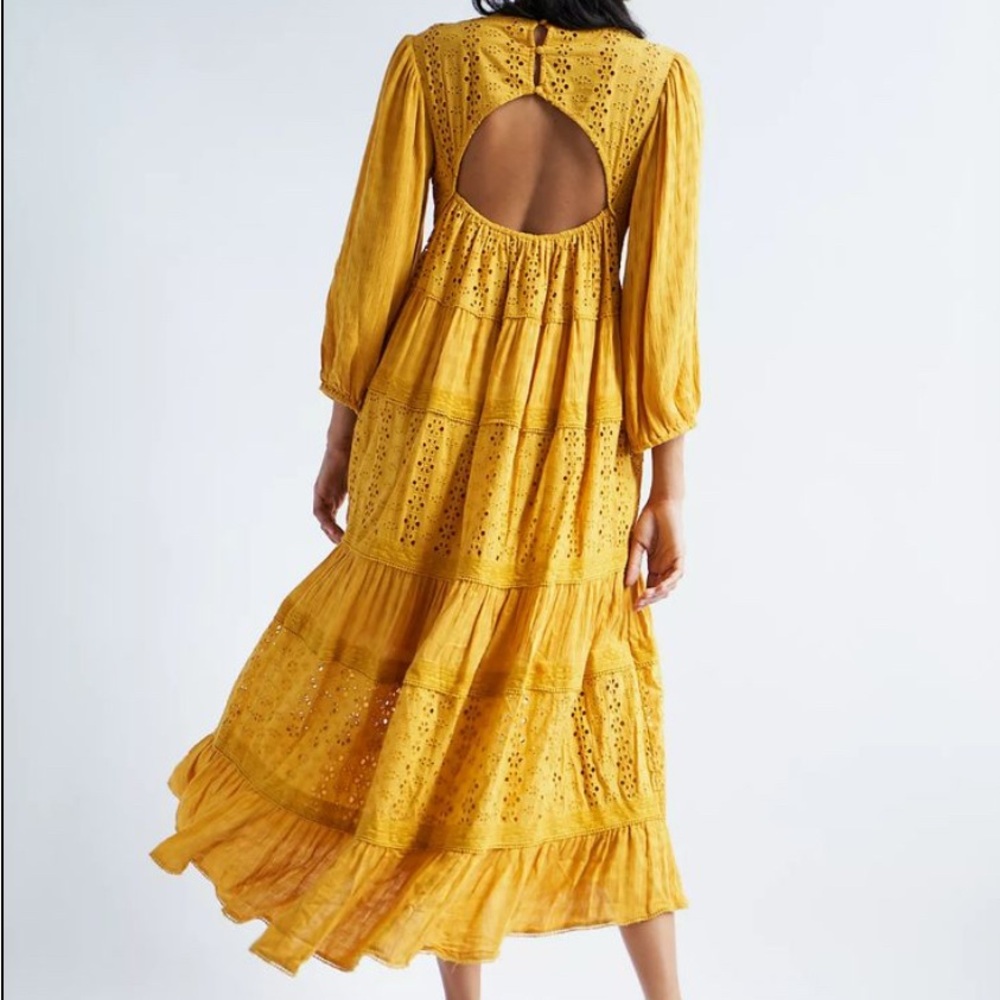 Free People Yellow Mockingbird Maxi Dress